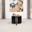 Cordova Round Solid Wood End Table Black, side angle highlighting wood finish
