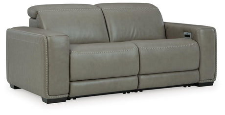Correze Gray Leather 2-Piece Power Reclining Sectional - image 2