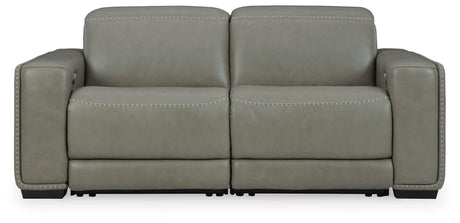 Correze Gray Leather 2-Piece Power Reclining Sectional - image 4