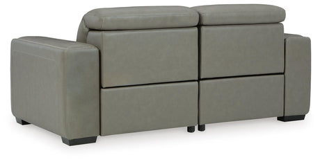 Correze Gray Leather 2-Piece Power Reclining Sectional - image 5