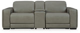 Correze Gray Leather 3-Piece Power Reclining Sectional Loveseat - image 4