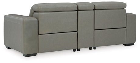 Correze Gray Leather 3-Piece Power Reclining Sectional Loveseat - image 6
