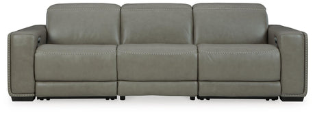 Correze Gray Leather 3-Piece Power Reclining Sectional Sofa - image 2