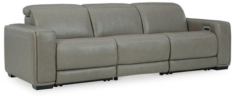 Correze Gray Leather 3-Piece Power Reclining Sectional Sofa - image 3
