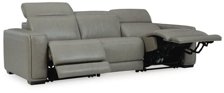 Correze Gray Leather 3-Piece Power Reclining Sectional Sofa - image 4