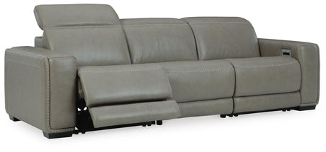 Correze Gray Leather 3-Piece Power Reclining Sectional Sofa - image 5