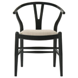 Side view of Cortona dining side chair showing Y-shaped back design