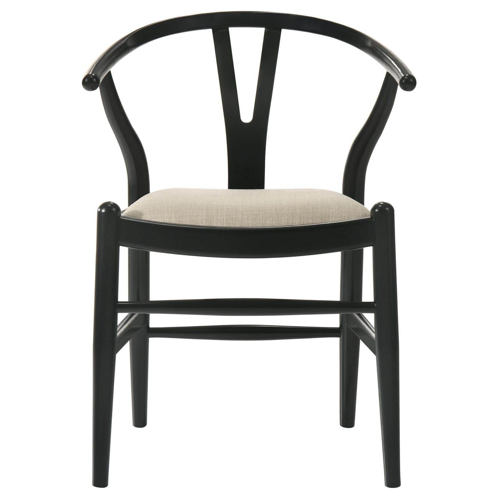 Side view of Cortona dining side chair showing Y-shaped back design