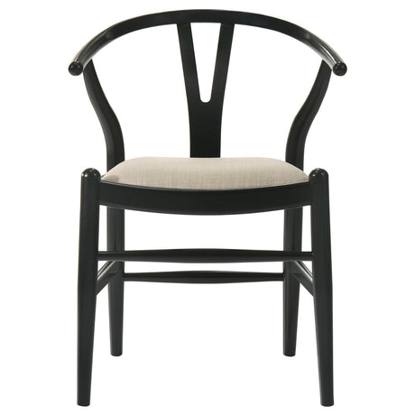 Side view of Cortona dining side chair showing Y-shaped back design
