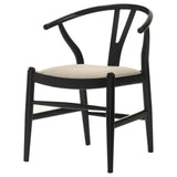 Back view of the wishbone dining chair in black finish