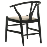 Pair of dining side chairs in kitchen setting with mixed materials table