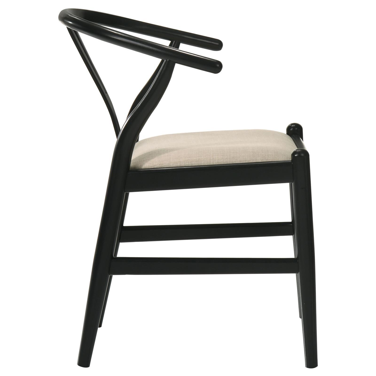 Soft foam seat cushion in beige upholstery on black frame