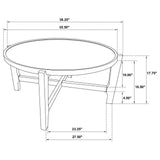 Cota Round Solid Wood Coffee Table dark brown tabletop detail