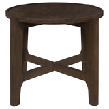 Bottom cross-legged base of Cota round solid wood end table