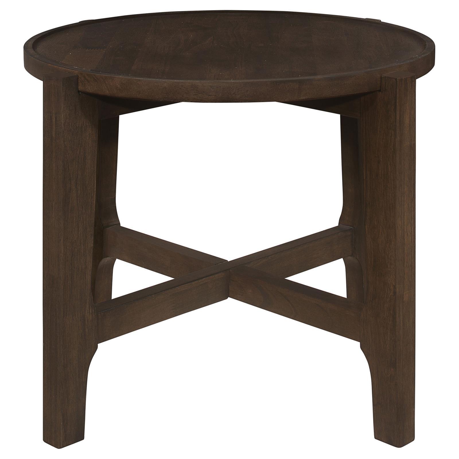 Bottom cross-legged base of Cota round solid wood end table