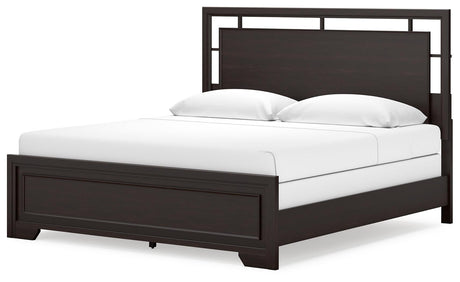 Picture frame footboard detail on Covetown King Panel Bed