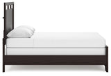Full view of Covetown panel bed in dark brown finish