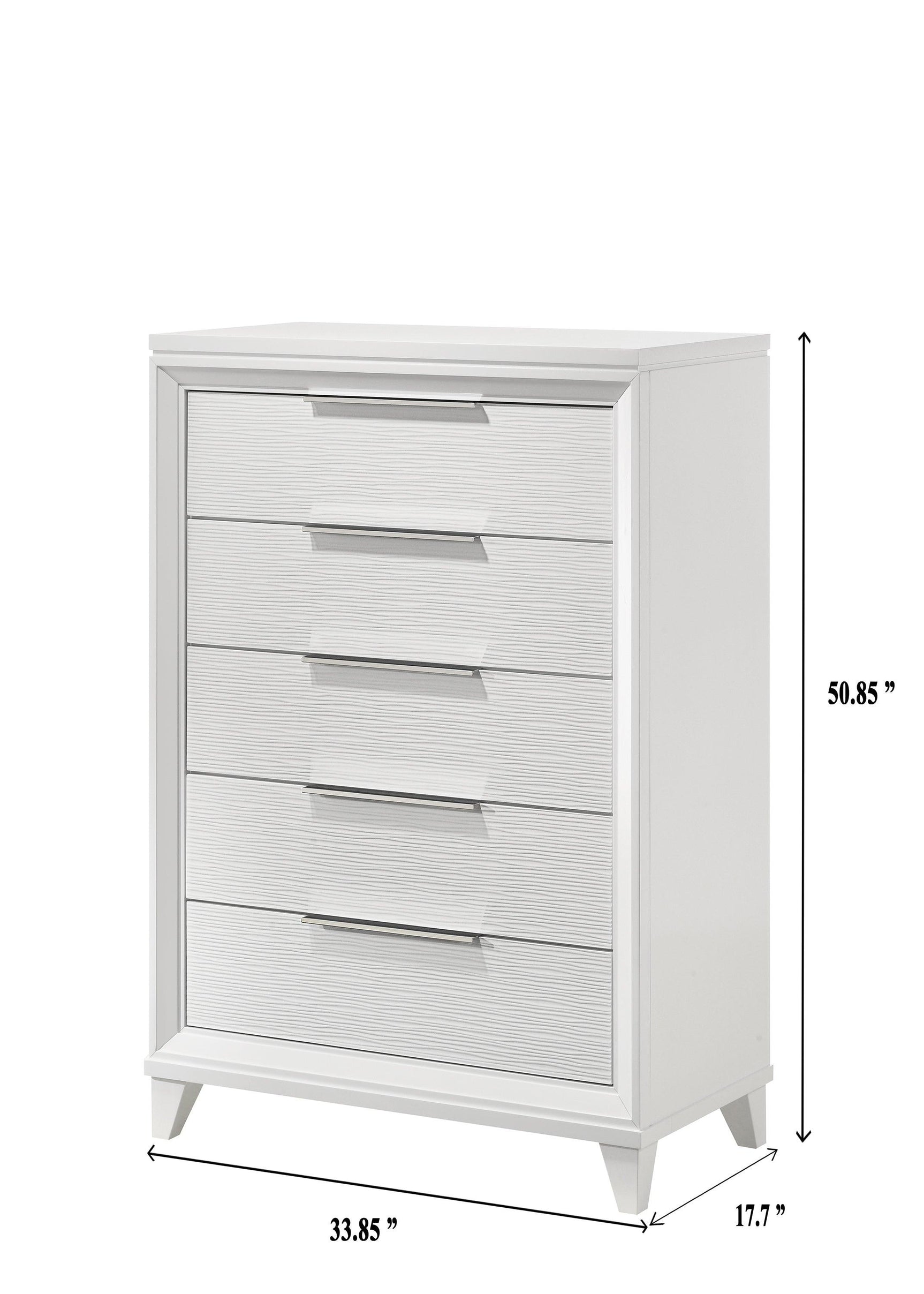 Cressida White Modern Contemporary Solid Wood 5-Drawers Chest - Ella Furniture