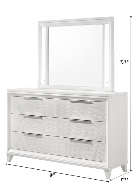 Cressida White Modern Contemporary Solid Wood 6-Drawers Dresser angled side view