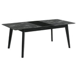 Crestmont dining table grey faux marble top front view