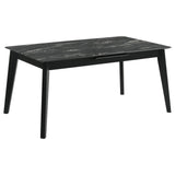 Side angle of Crestmont rectangular dining table with extension leaf