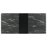 Black base with fin-style legs of Crestmont dining table