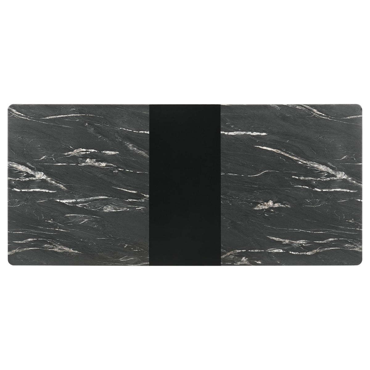 Black base with fin-style legs of Crestmont dining table
