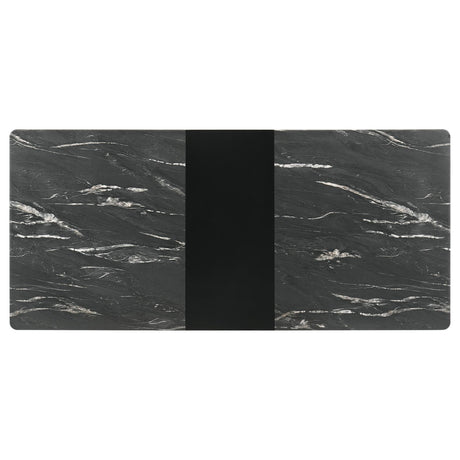 Black base with fin-style legs of Crestmont dining table