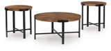 Crosstrail Brown Table (Set of 3) angled view