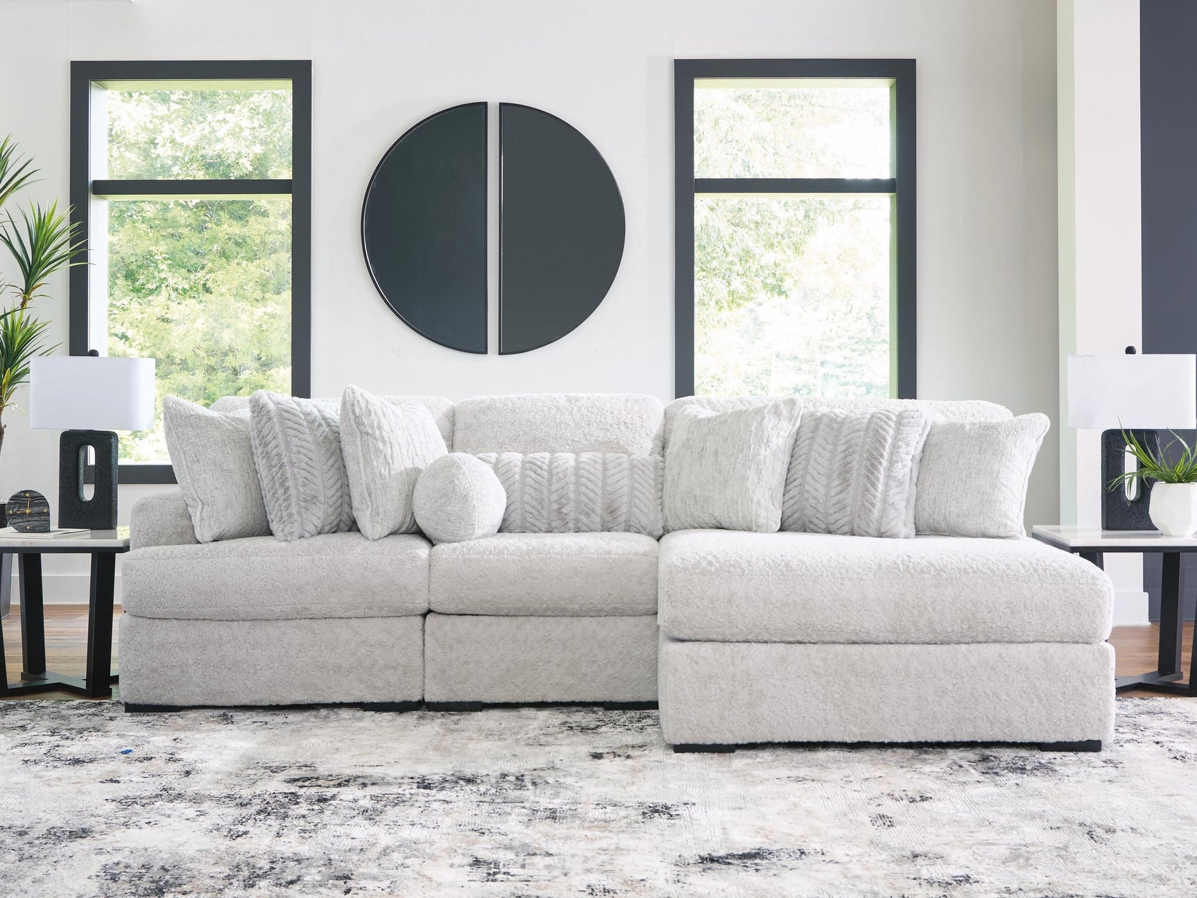 Cuddle Plush Arctic Chenille,Velvet 3-Piece Sectional with Chaise - image 1