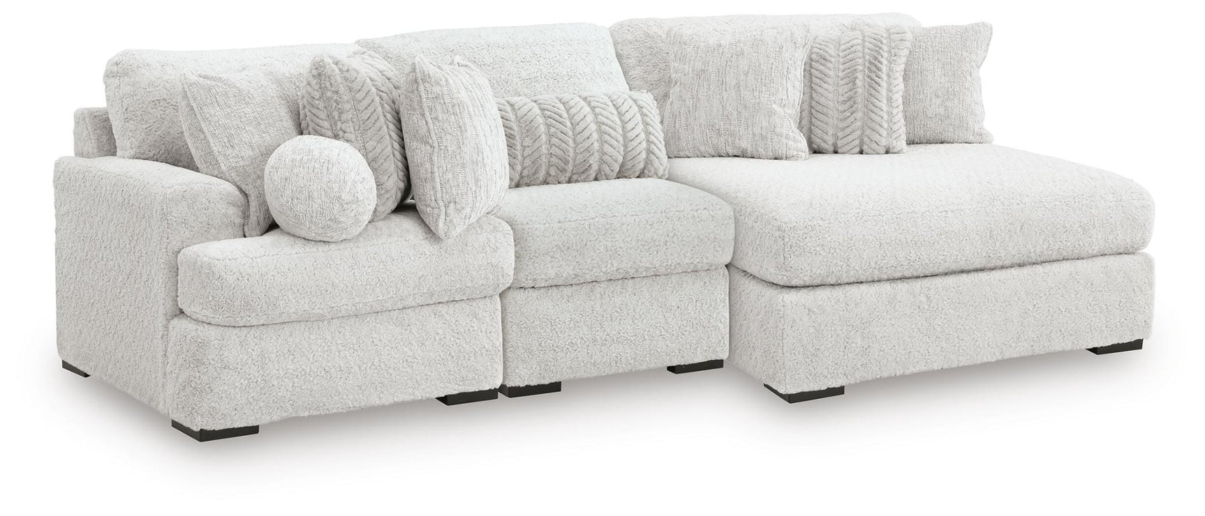 Cuddle Plush Arctic Chenille,Velvet 3-Piece Sectional with Chaise - image 2