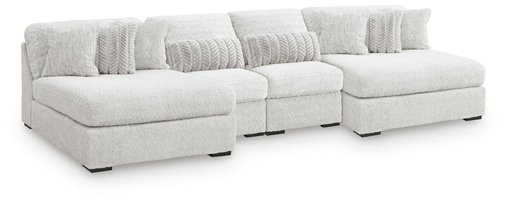 Cuddle Plush Arctic Chenille,Velvet 4-Piece Sectional with Chaise - image 2