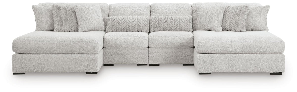 Cuddle Plush Arctic Chenille,Velvet 4-Piece Sectional with Chaise - image 3