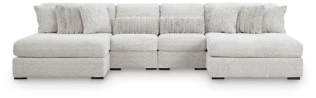 Cuddle Plush Arctic Chenille,Velvet 4-Piece Sectional with Chaise - image 3