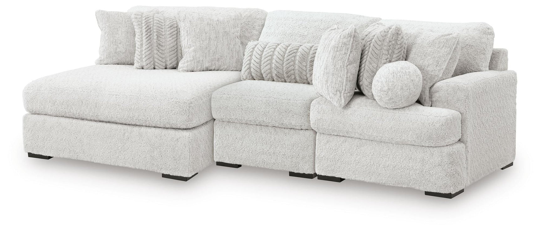 Cuddle Plush Arctic Chenille,Velvet 3-Piece Sectional with Chaise - image 2
