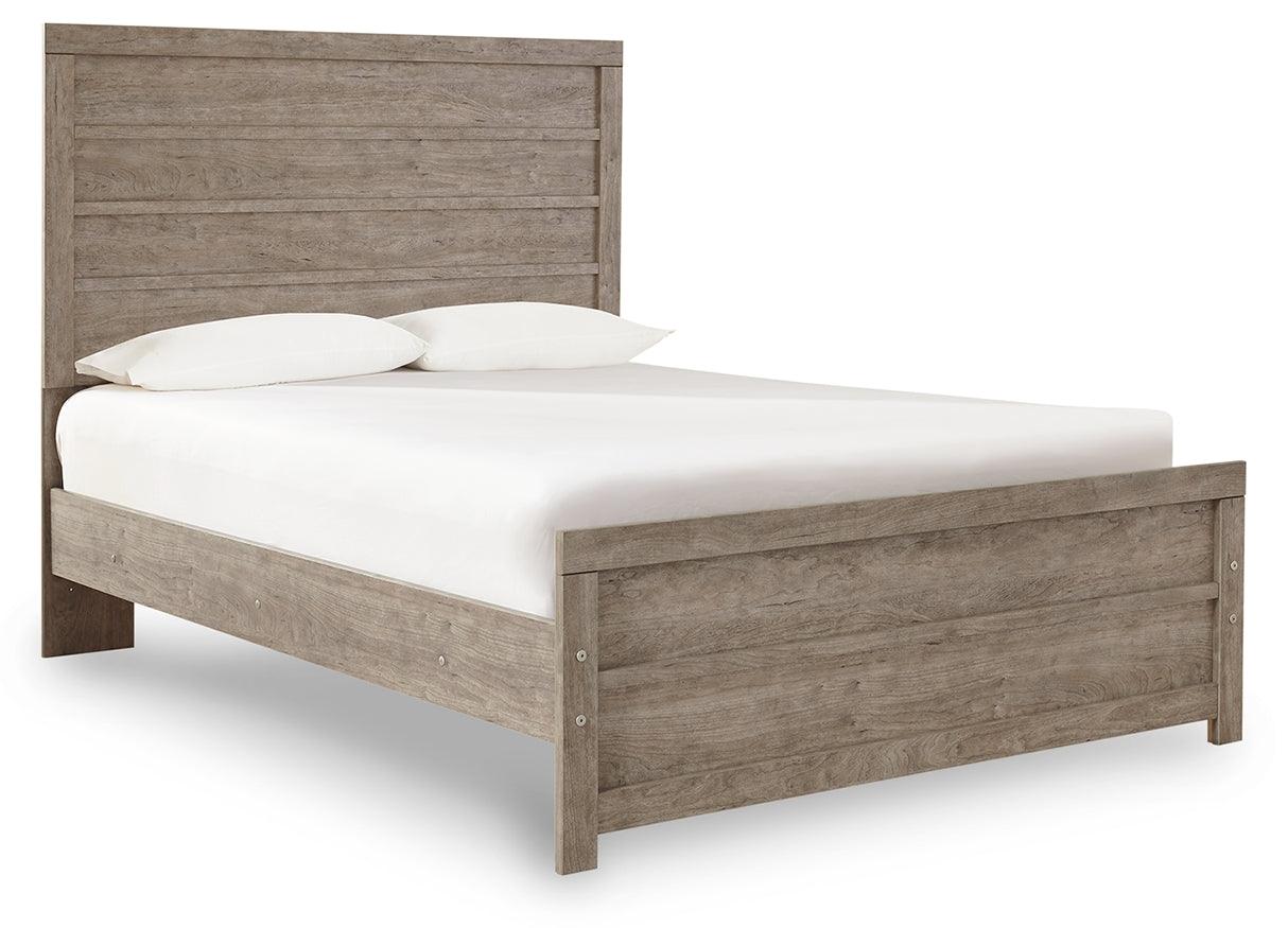 side view of Culverbach Gray Panel Bedroom Set bed
