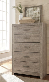 bedroom view of Culverbach Gray Panel Bedroom Set bed