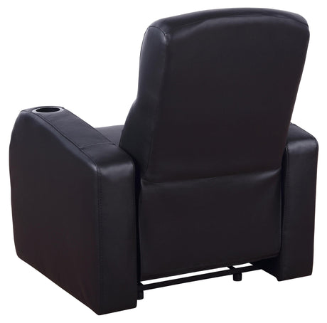 Side view of Cyrus home theater seating with recliner extended