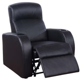 Cyrus 9-piece home theater seating showing side view with reclined chair