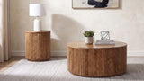 Coffey 2-Piece Round Coffee and End Table Set Light Brown — product view