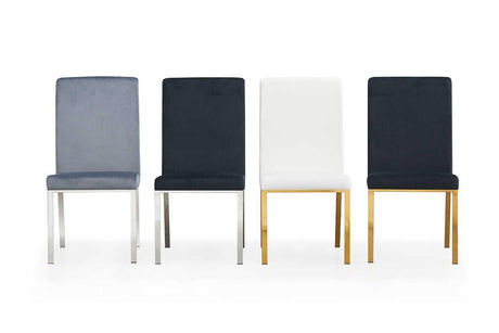Grey velvet Mimi dining chair with chrome legs