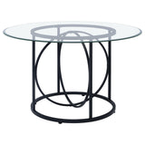 Levy 48-inch Round Glass Top Dining Table Matte Black — product image 3