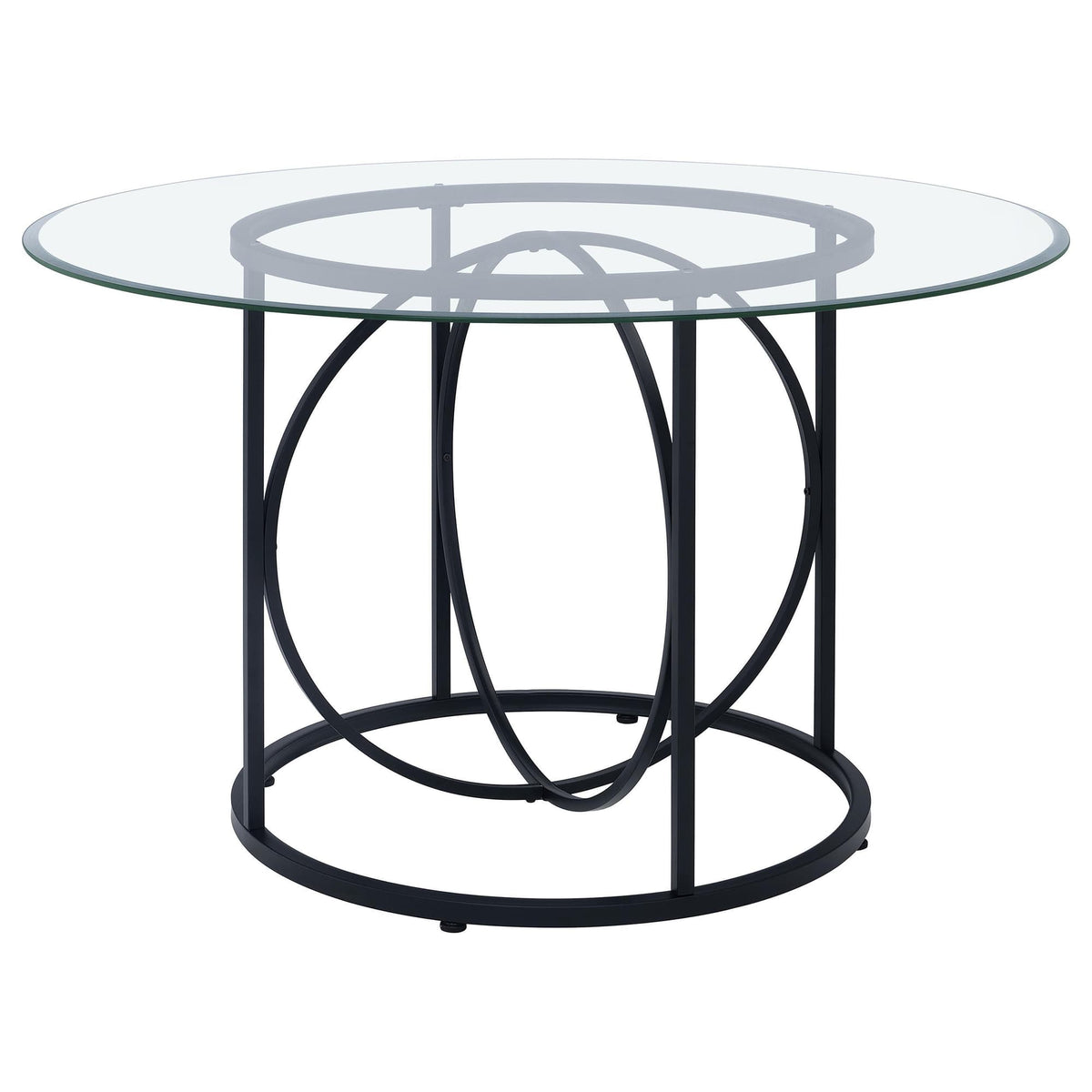 Levy 48-inch Round Glass Top Dining Table Matte Black — product image 3