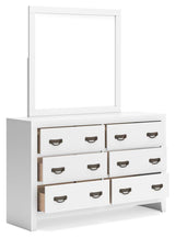 Binterglen White Dresser and Mirror — angled view