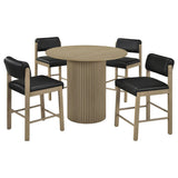 Hamlyn 5-piece Round Wood Counter Height Dining Set Black and Natural Oak — product image 2