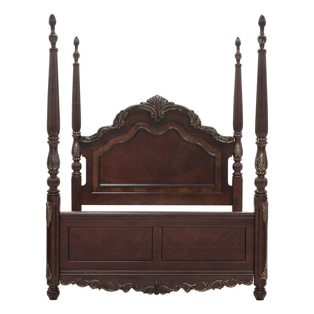 Deryn Park Cherry Traditional Cherry And Walnut Veneer Wood And Engineered Wood King Poster Bed - Ella Furniture