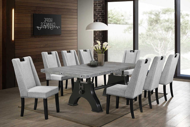main view of Nordic Light Grey Rectangular Dining Room Set dining room furniture