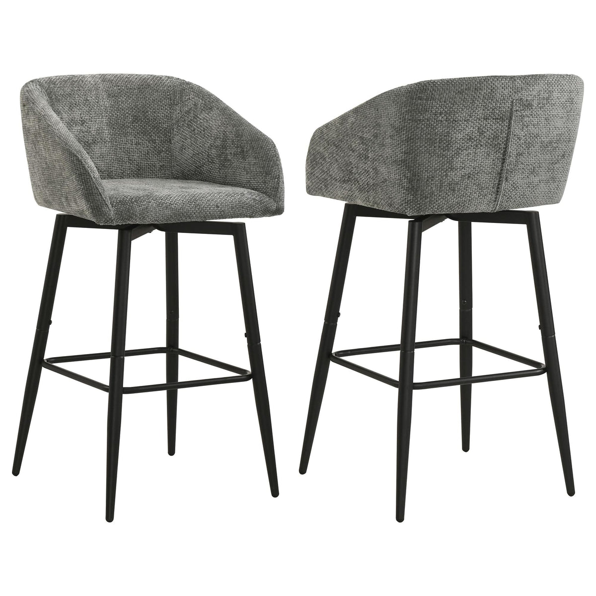 Rainer Charcoal Fabric Upholstered Swivel Bar Chair Set of 2 — product view