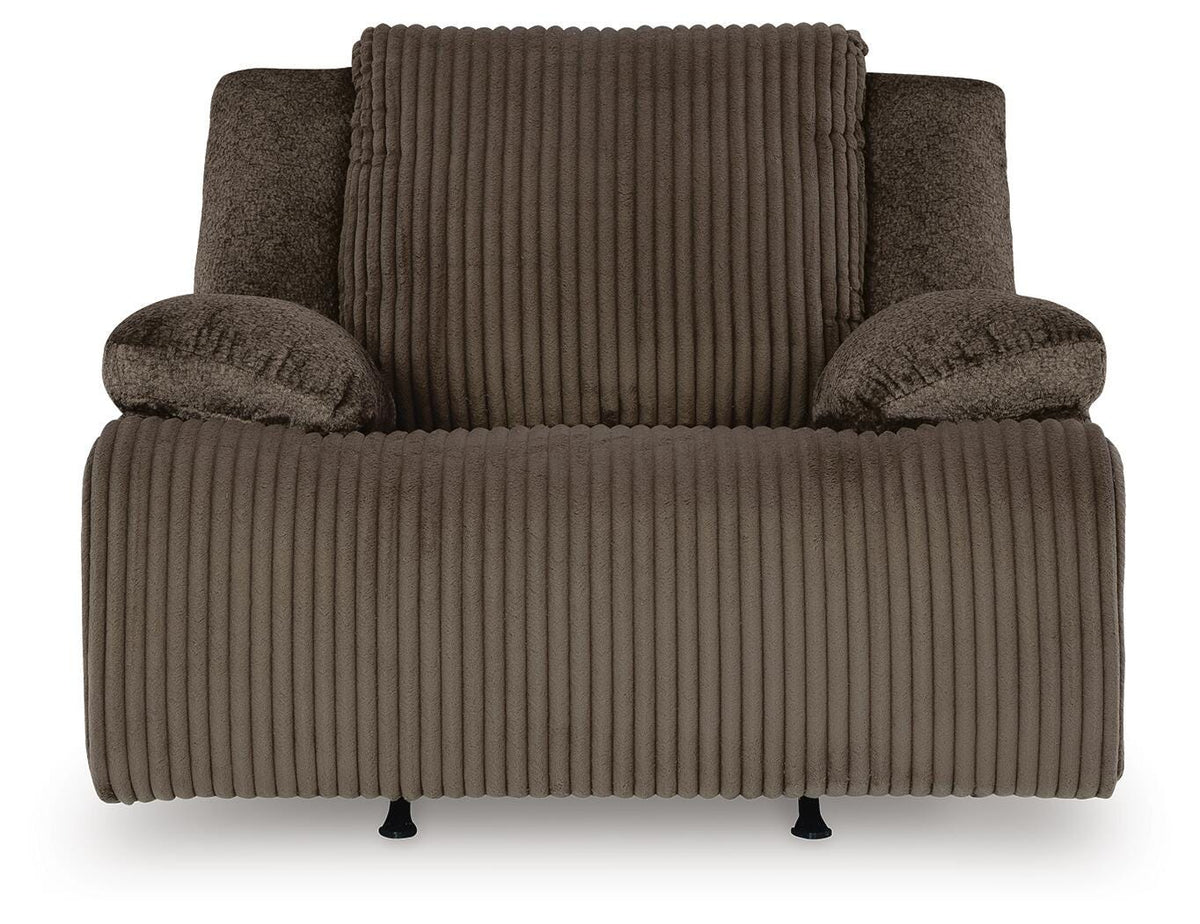Top Chocolate Tier Sofa and Recliner Set — front view