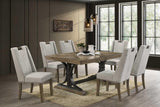 Gaby Brown Gray wood dining bench close-up of finish